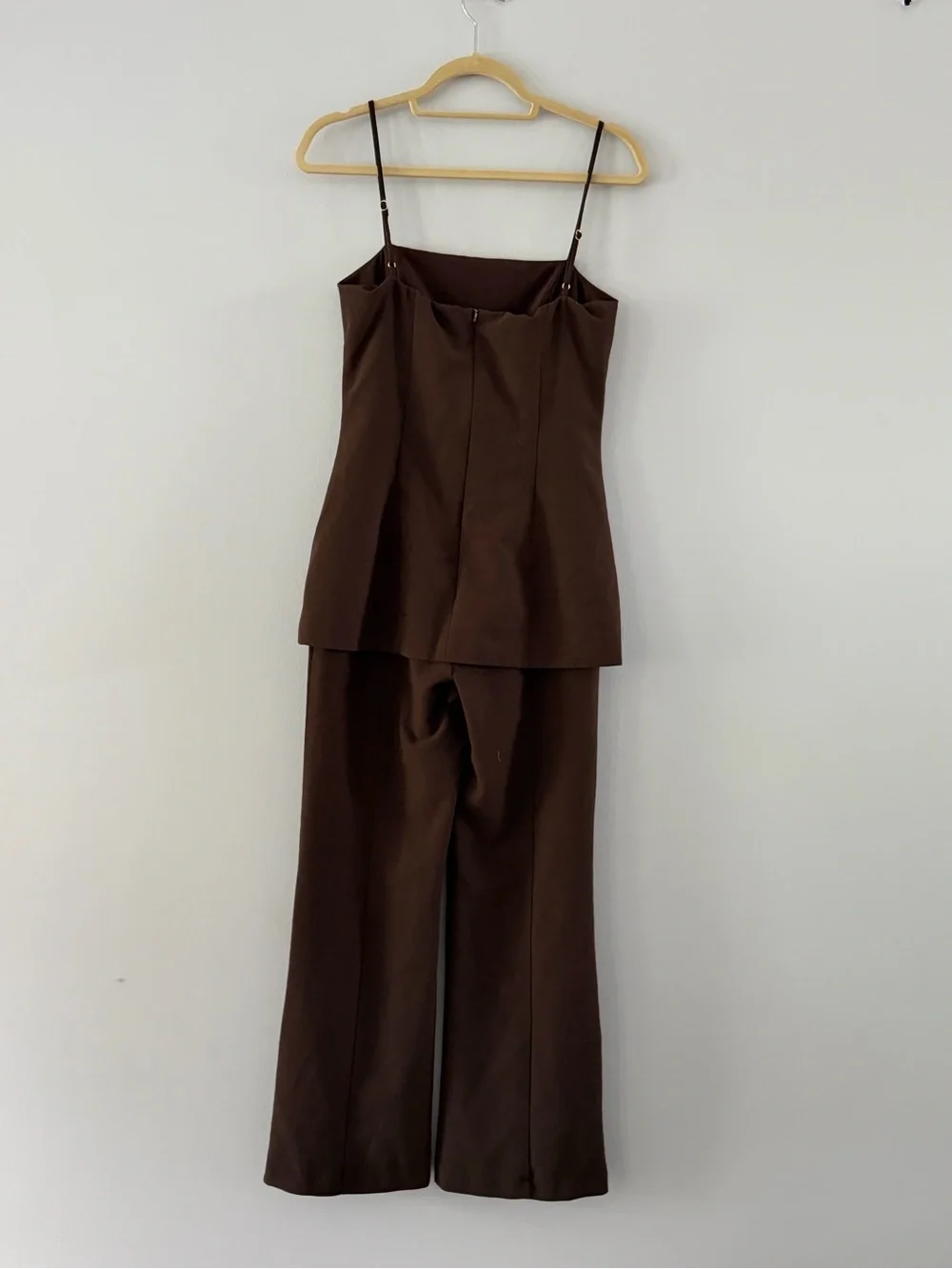 Black Halo Jaslyn Brown one Piece Cami & Wide-Leg Pantsuit